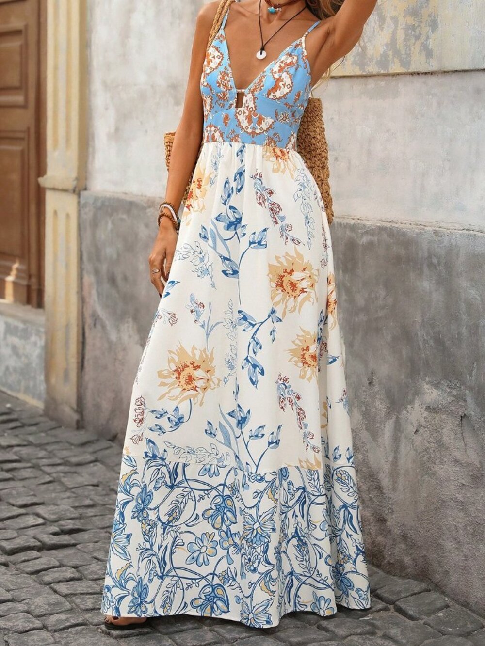 Multicolor Casual Women's Sleeveless Floral Print Elegant Summer Dress - Picture 3 of 7